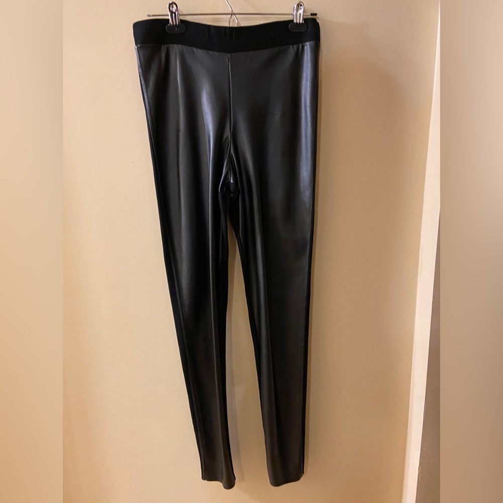 Black Faux leather leggings /fits like medium